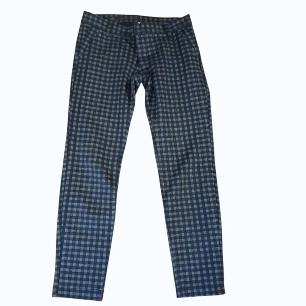 KUT FROM THE KLOTH Black/Gray Check Straight Leg Stretch Pants